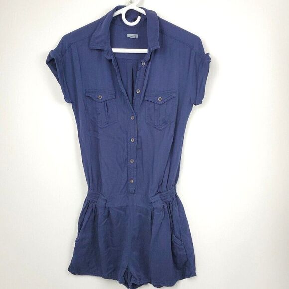 Aerie American Eagle Navy Blue Soft Utility Jumpsuit Short Sleeve Romper XS - Picture 1 of 5